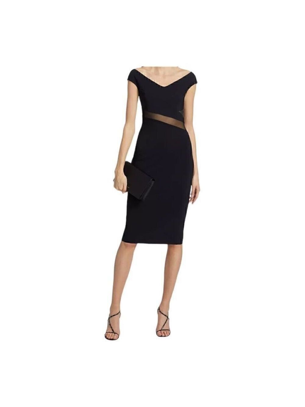 CHIARA Boni La Petite Robe Black Lisanna Illusion Cocktail Dress Size 16